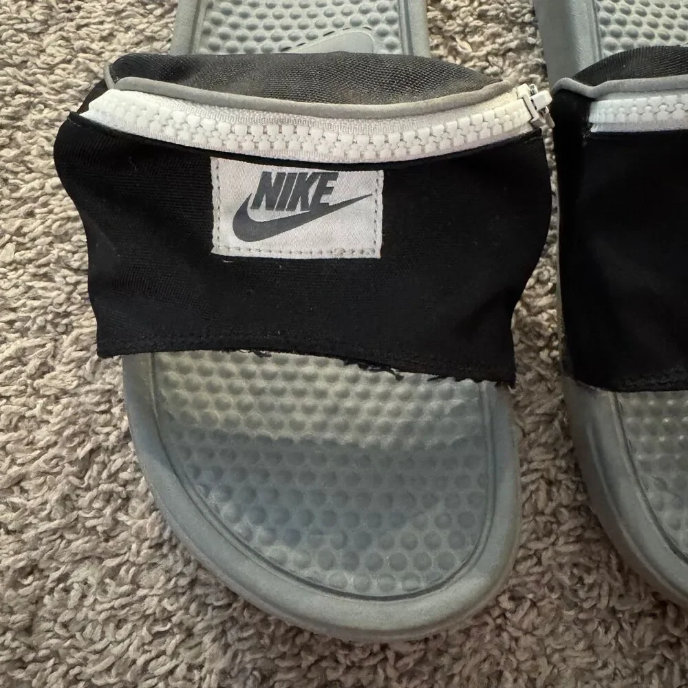 Nike Benassi JDI Fanny Pack Slides Black Gray Men's Size 13 Sandal AO1037-001